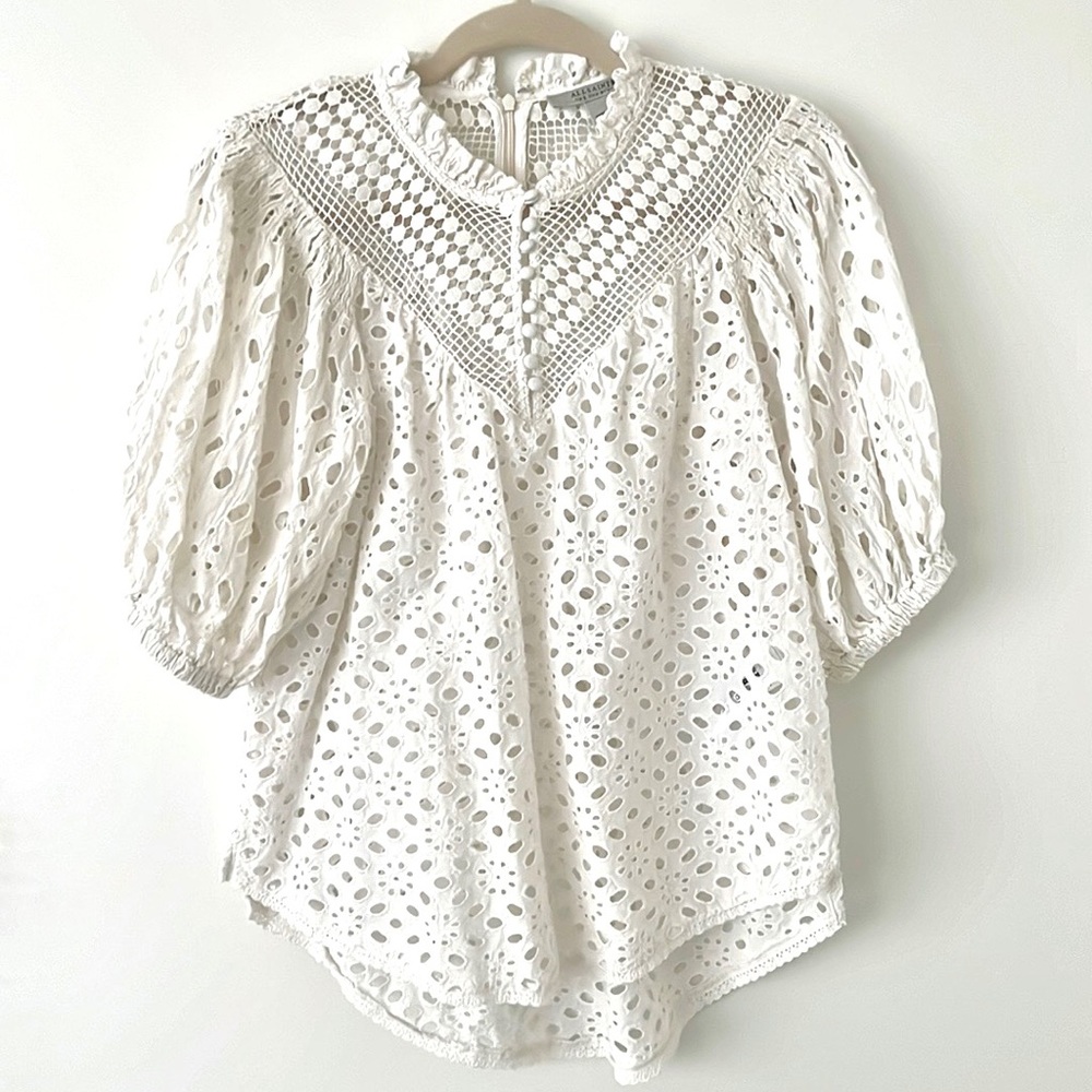 🤍 AllSaints Tila Broderie Eyelet Top in white
